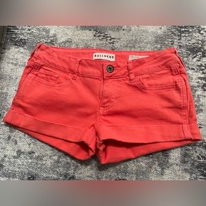Bullhead Denim CO. Women’s Roll Up Cuffed Denim Shorts Orange Size:3